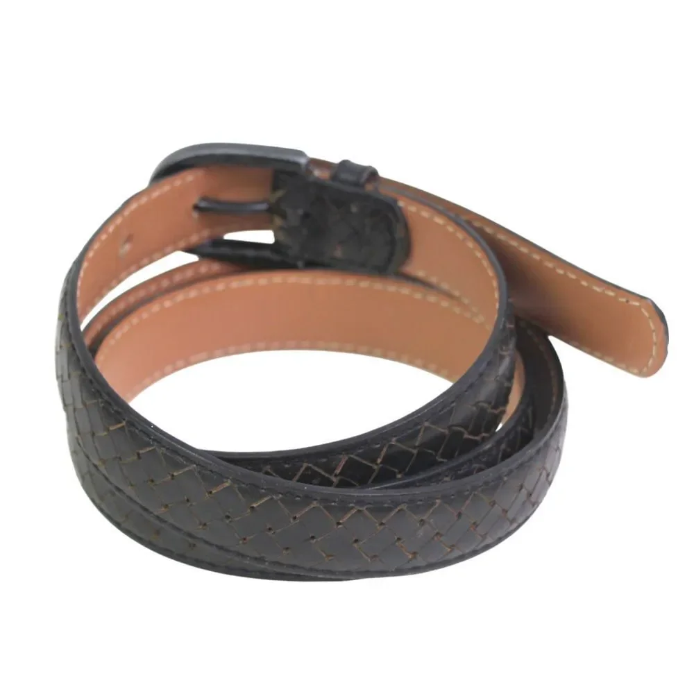 BRAIDED BLACK GENUINE LEATHER 7/8